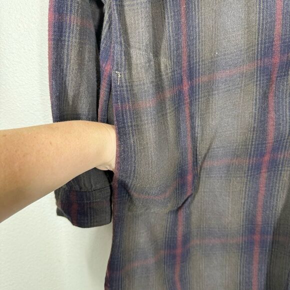 Free People x CP Shades Plaid Long Sleeve Flannel Tunic Top Button Front Medium - Picture 4 of 7